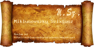 Miklusovszky Szixtusz névjegykártya